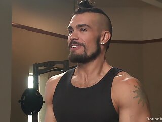 Gym Slave Takes on a Weight Room Full of Cocks