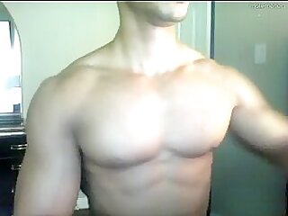 Ripped muscle hunk on webcam