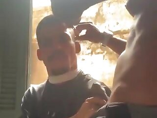 Sucking cock during a hair cut