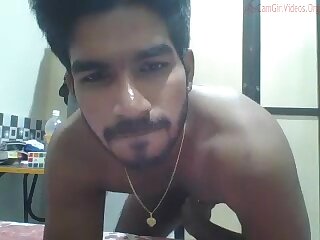 Hot sexy desi boy oils cock and cums