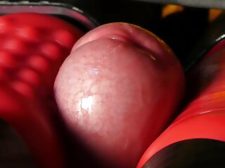 Lad gets his frenulum overstimulated by a milk-machine that focuses on the glans