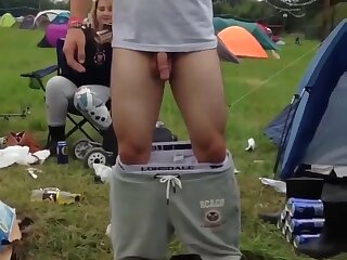 Pissing in boot with his friends watching