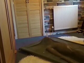 The sexy Elle gets in the vacbed for the first time