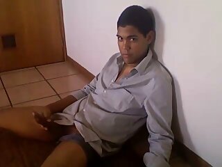 Black boy is cumming on his body