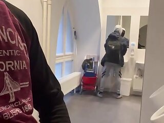 Jerking off in a Urinal - cute blond guy