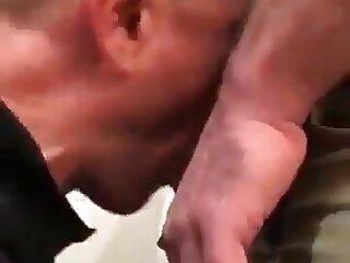 Two dudes suck each other in public bathroom