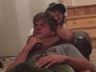Handsome guy gets put to sleep by his friend and convulses