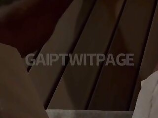 Wanking his big fat cock in the sauna