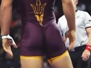 Muscular wrestler ass