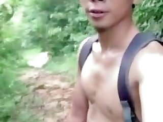 Naked hiking with a boner