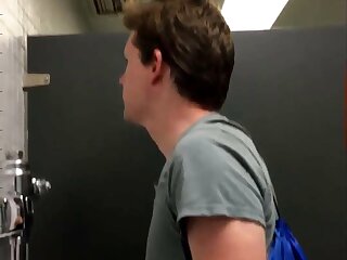 Thick dick and balls out, pissing at urinal