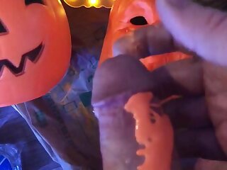 Very Halloween-ie masturbation scene with paint.