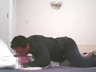 Uncut daddy top breeds twink bottom slut with clothes on