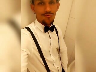 Cumming on public bathroom