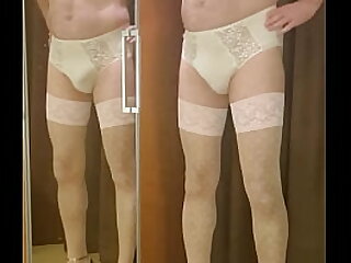 Crossdresser trying on some new lingerie sets