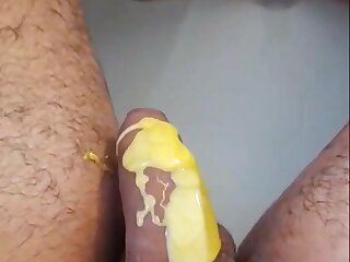 Gainer shaved wanking with shampoo