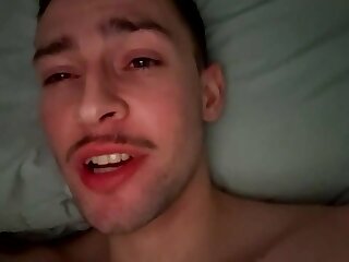 He has a huge bushy jungle of pubes while jerking off his cock