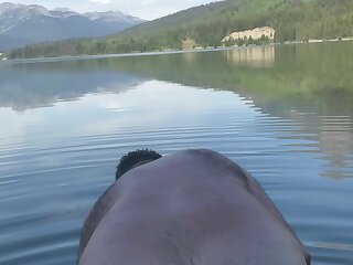 Hot sexy bear naked in the lake