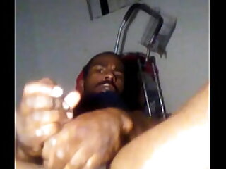 Messy long black masturbation