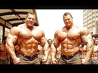 Colossal Muscular Men Tower Over Frail Bus Stop Laborers