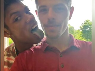 Couple enjoying each other at work and home