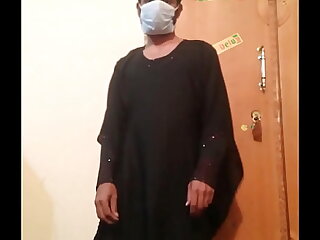 Hot Pakistani gay boy masturbating with Hot black gown with dancing