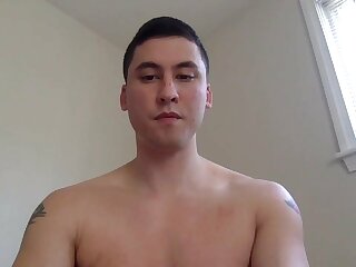 Young straight guy jerks off his cock and shows off his ass and feet