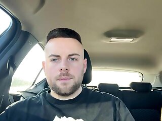Horny British guy jerks off in his vehicle and cums thick loads of cum