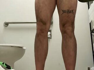 Otter faggot strips in bathroom, shows off his body