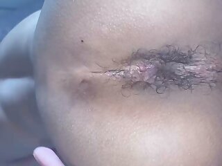 Hairy cheeks and asshole spreading