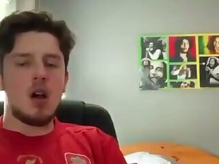 Hot scally guy jerks his thick hairy cock and cums.