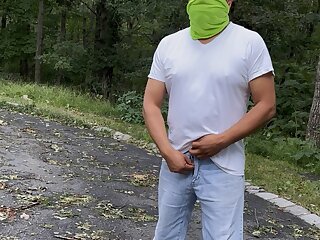 Taking a piss out side…