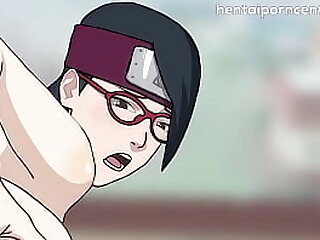 Adult Sarada has sex with Naruto&comma; she rides the hokage's dick