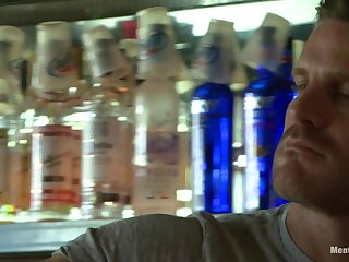 Muscled bartender gets taken down, bound and edged